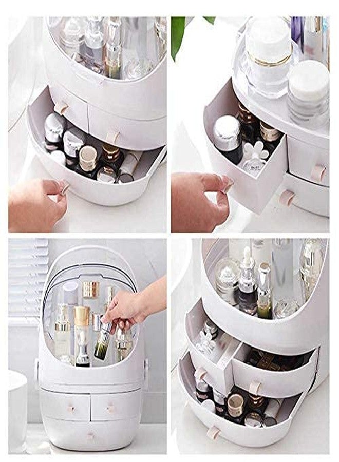 Fennec Mart® Makeup Organizer, Modern Jewelry and Cosmetic Storage Display Boxes with Rotate Mirror,Skin Care Products Organizer Dresser, Vanity and Counter-top ( 3 Drawers ) ( Multi - Colour ) - Image 3