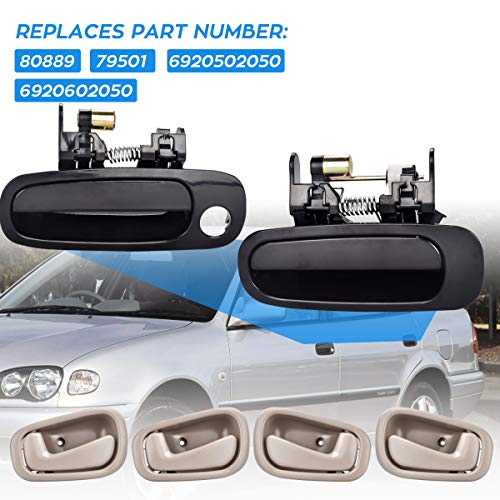 FAERSI 8Pcs Exterior Interior Door Handles Front and Rear Left Driver Side & Right Passenger Side Door Handle Replacement Set for 1998 1999 2000 2001 2002 Toyota Corolla Chevy Prizm - Image 4