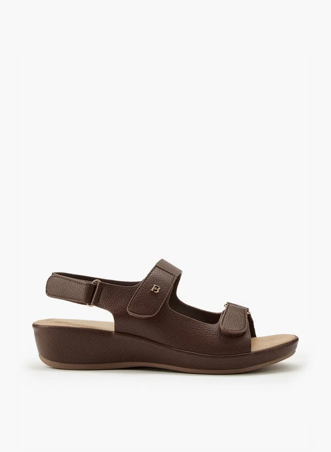 Solid Sandals with Hook and Loop Closure