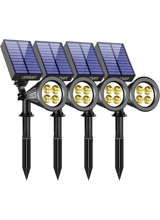 URPOWER Urpower Solar Lights Waterproof Solar Lights Outdoor 2 In 1 Adjustable Solar Spotlight Wall Light Auto On Off Solar Powered Landscape Lighting For Garden Yard Pathway Swimming Pool 4Pack Warm White  - Image 1