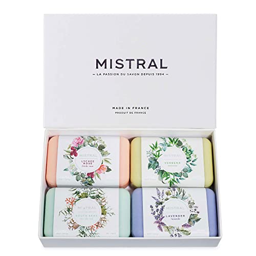 Mistral Classic French Bar Soap Assorted Set, 7 oz x 4 Bars | Triple-Milled Luxury Natural Soap with Organic Shea Butter & Olive Oil | Long-Lasting Moisturizing Body Soaps for Women & Men - Image 1