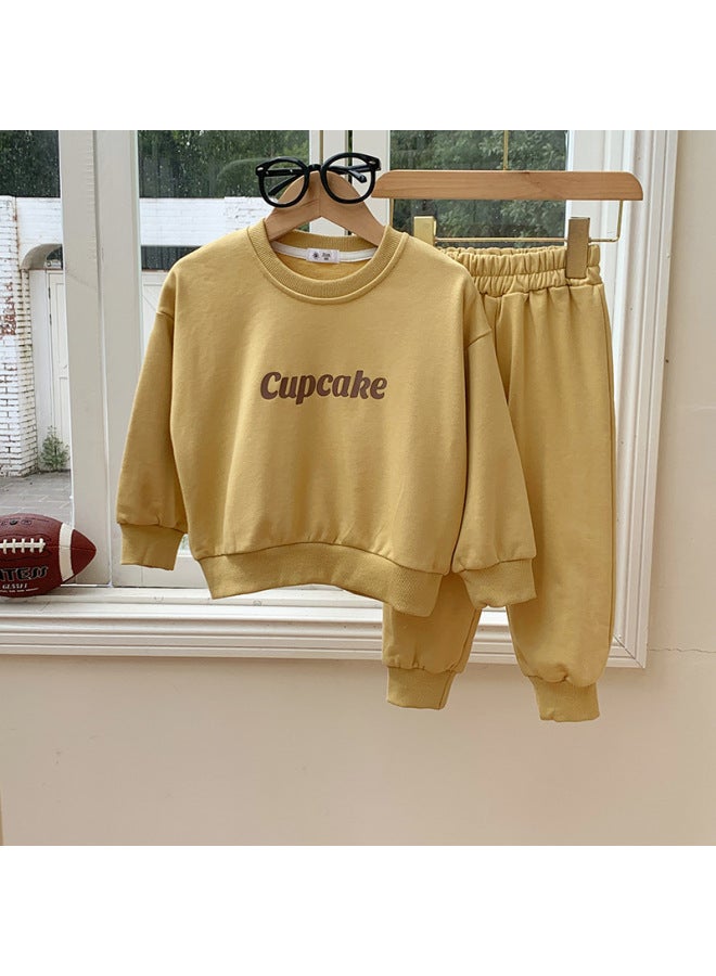 Boys And Girls Suits Autum New Big Kidsren's Clothing Fashionable Casual Sports Letter Sweatshirt Two-piece Set Cute