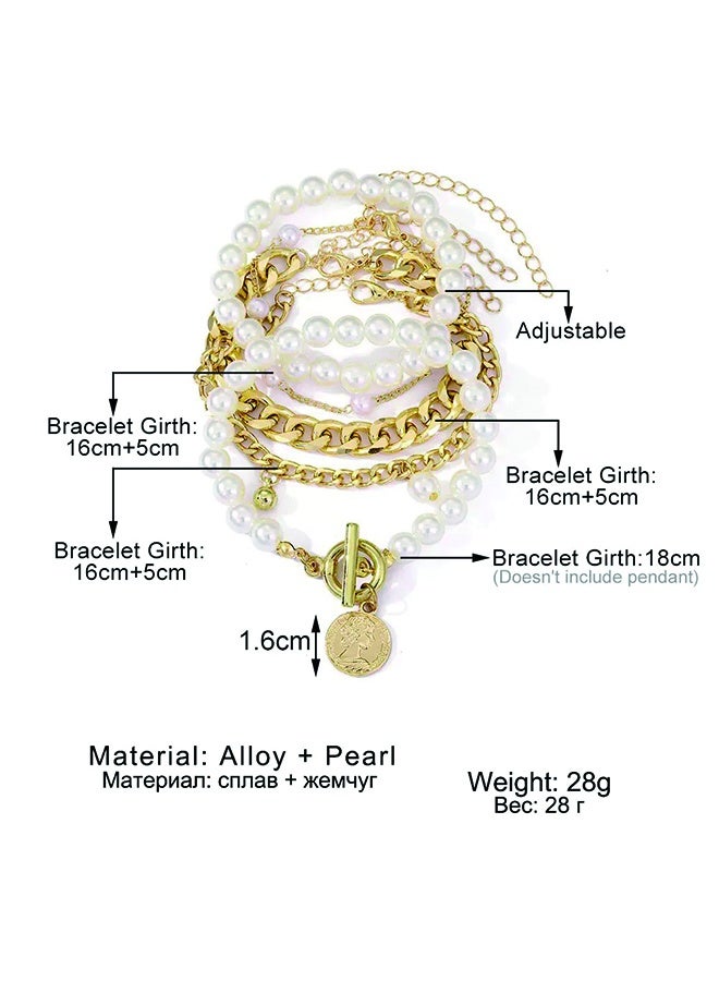 چينيرال براند 8PCS النساء سوارات السوار مجموعة,سوارات حلوة قابلة للتراكم,مجموعة سوار متعددة العناصر,سلسلة رابط قابلة للتعديل,هدية مجوهرات زي الذهب البسيطة للمراهقات - Image 3