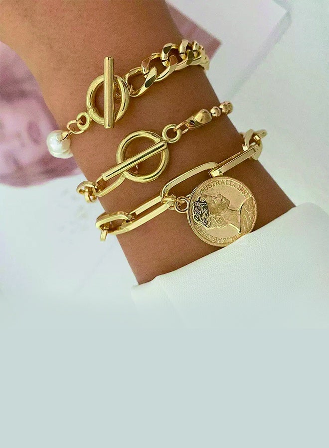 چينيرال براند 8PCS النساء سوارات السوار مجموعة,سوارات حلوة قابلة للتراكم,مجموعة سوار متعددة العناصر,سلسلة رابط قابلة للتعديل,هدية مجوهرات زي الذهب البسيطة للمراهقات - Image 4