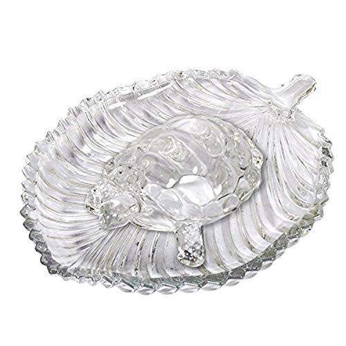 Aakriti Medium Clear Glass Turtle Dish 11x8x4.5 cm | Leaf Shaped Glass Plate 21.5x16.5x2.5 cm | Decorative Transparent Turtle Tray | Unique Turtle Glassware for Home Decor - Image 1