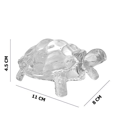 Aakriti Medium Clear Glass Turtle Dish 11x8x4.5 cm | Leaf Shaped Glass Plate 21.5x16.5x2.5 cm | Decorative Transparent Turtle Tray | Unique Turtle Glassware for Home Decor - Image 3