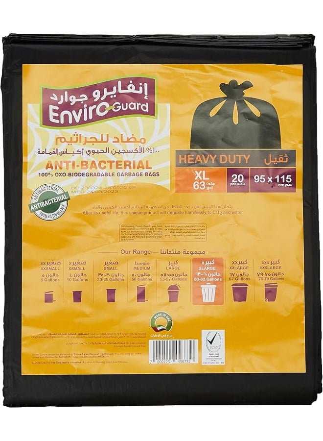 Enviro Guard Anti-Bacterial Biodegradable Garbage Bags, 95 × 115 cm, 20 Pieces - Image 1