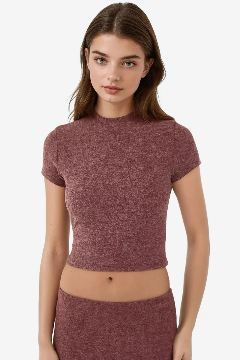 Hiccup Slim Fit Knitted Crop Blouse