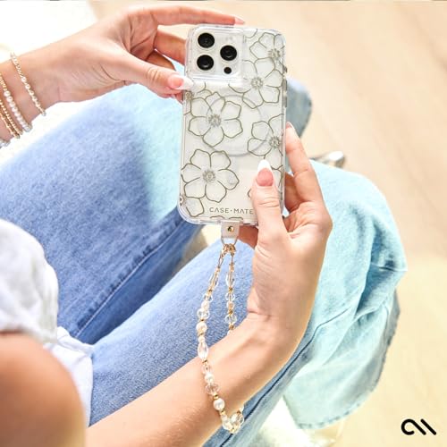 Case-Mate Beaded Phone Charm - Detachable Anti Theft Strap - Hands-Free iPhone Wrist Strap for Women - Phone Chain Wristlet - Fits Galaxy, Pixel and More - Crystal Pearl Gold - Image 3