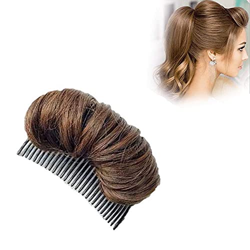 Erioctry Hair Bun Invisible False Hair Clip Charming Fluffy Princess Styling Volume Hair Pad for Women Girls Light Brown 10cm length - Image 3