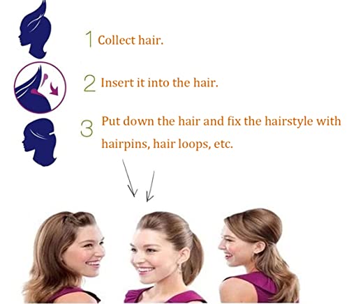 Erioctry Hair Bun Invisible False Hair Clip Charming Fluffy Princess Styling Volume Hair Pad for Women Girls Light Brown 10cm length - Image 5