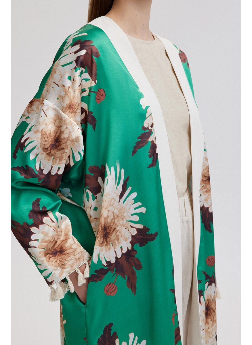 Touche Floral Patterned Tassel Detailed Kimono  - Image 5