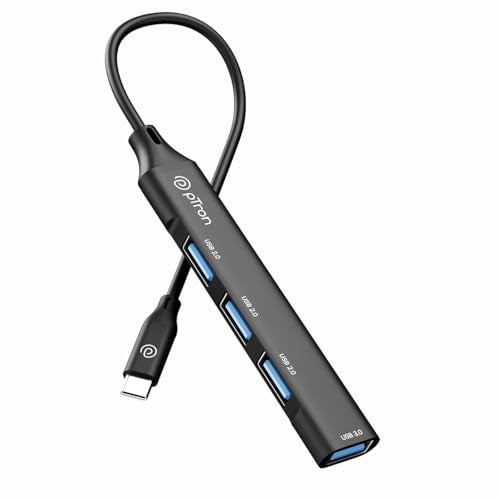 pTron Nexo 4 in 1 Type-C USB, Type C Multiport Adapter with 1 x USB 3.0 & 3 x USB 2.0 Ports, 5 Gbps High Speed Data Transfer for Laptop, MacBook, PC, Portable Design with Metal Case (Black) - Image 1