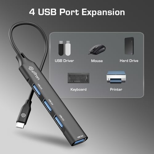 pTron Nexo 4 in 1 Type-C USB, Type C Multiport Adapter with 1 x USB 3.0 & 3 x USB 2.0 Ports, 5 Gbps High Speed Data Transfer for Laptop, MacBook, PC, Portable Design with Metal Case (Black) - Image 5