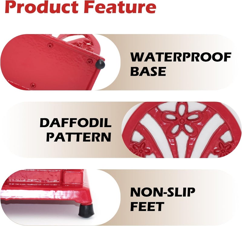Minluful Napkin Holder for Table Vintage Cast Iron Paper Napkins Tissue Dispenser with Daffodil Pattern for Kitchen Dining Room Countertop Decor Red - Image 3