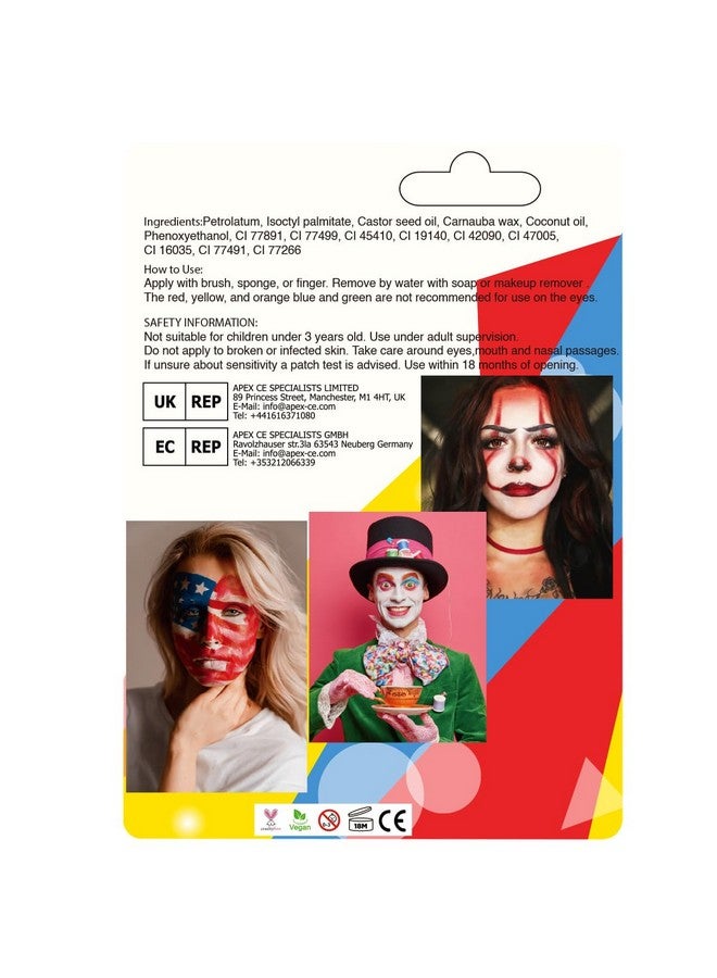 Bowitzki Halloween Makeup Palette 5 Colors Face Body Paint Oil Based With Brush For Zombie Skeleton Clown Witch Football Baseball Sports Sfx Costume Cosplay Dress Up (Classic) - Image 2