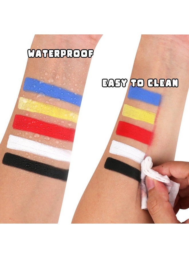 Bowitzki Halloween Makeup Palette 5 Colors Face Body Paint Oil Based With Brush For Zombie Skeleton Clown Witch Football Baseball Sports Sfx Costume Cosplay Dress Up (Classic) - Image 3