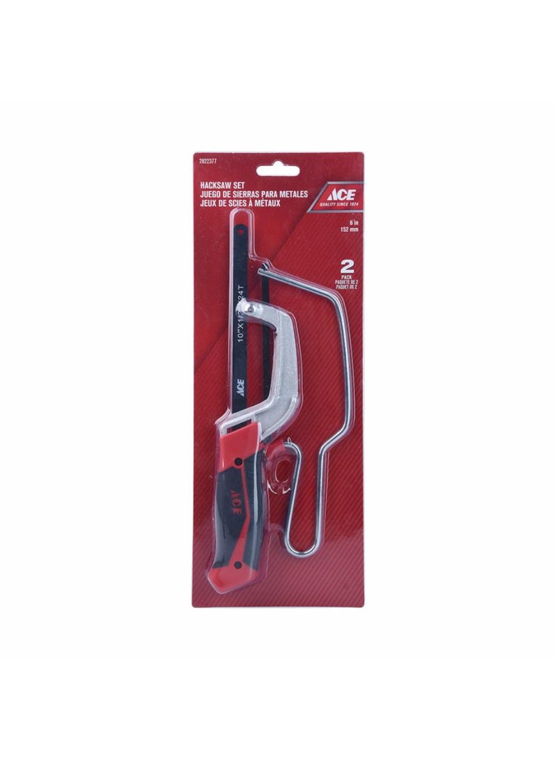 ACE Carbon Steel Mini Hacksaw Set WTpr Grip 152cm 2pcs 