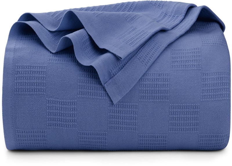 Utopia Bedding بطانية يوتوبيا بدينغ ويدج وود 100% قطن حجم كوين 90x90 بوصة 350GSM خفيفة الوزن ناعمة وقابلة للتنفس بطانية حرارية لجميع الفصول