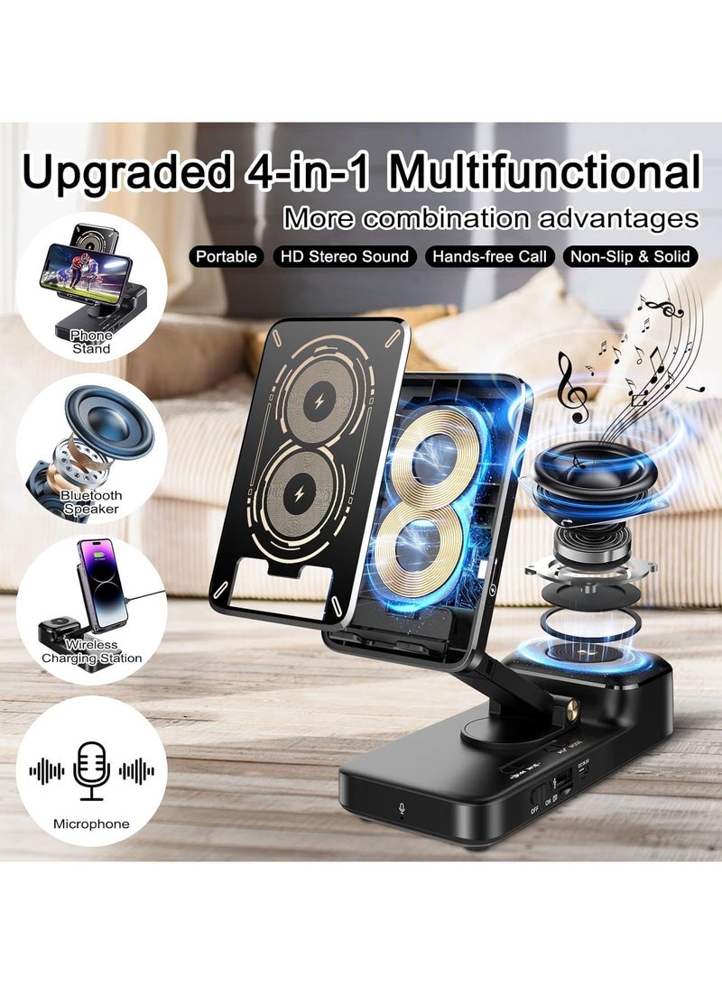 Beauenty Bluetooth speaker with wireless charging phone holder, adjustable and portable, gifts for men and women, HD surround sound speakers, birthday gifts for men and women - Image 2