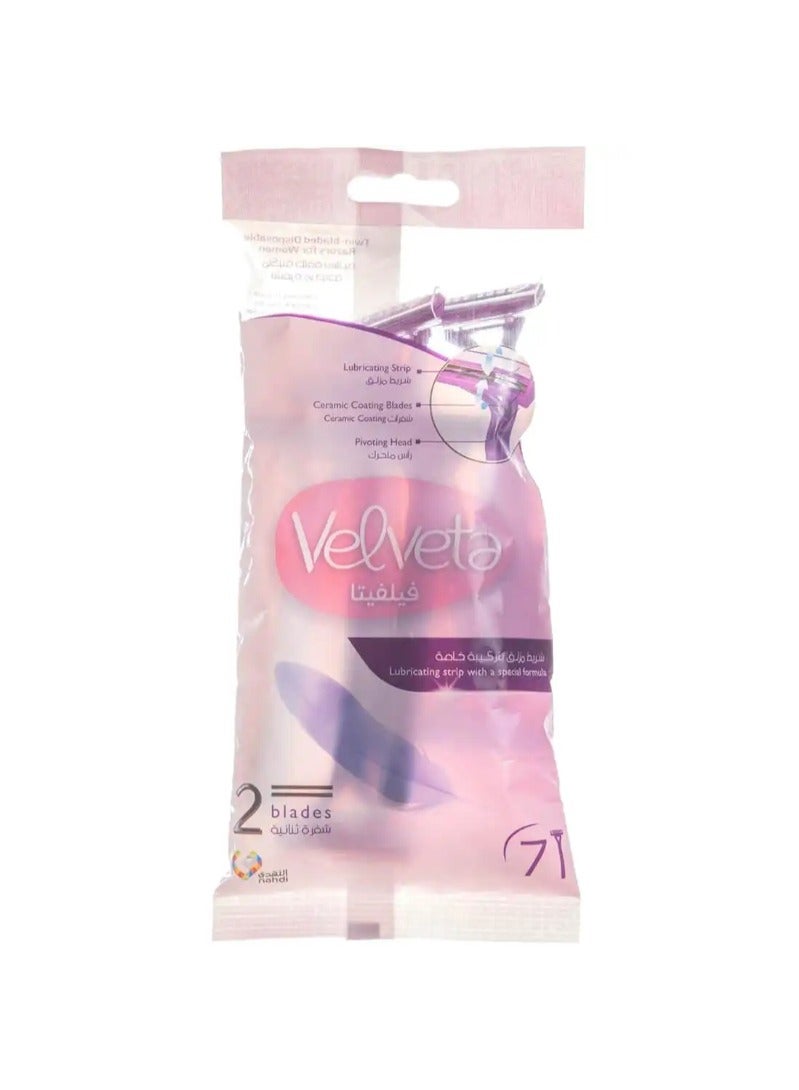 Velveta ماكينة حلاقة فيلفيتا 2 شفرة للاستخدام مرة واحدة للنساء، 7 قطع