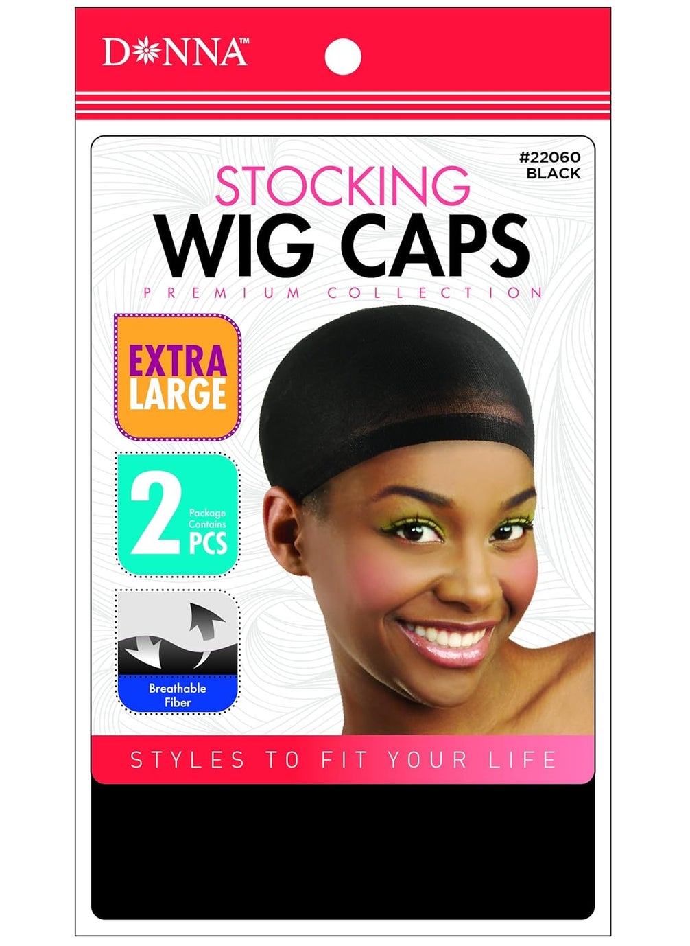 Donna DONNA Stocking Wig Caps 2pcs XL Black Wig Head Wig Caps for Women Hair Bonnet for Sleeping Hair Net 