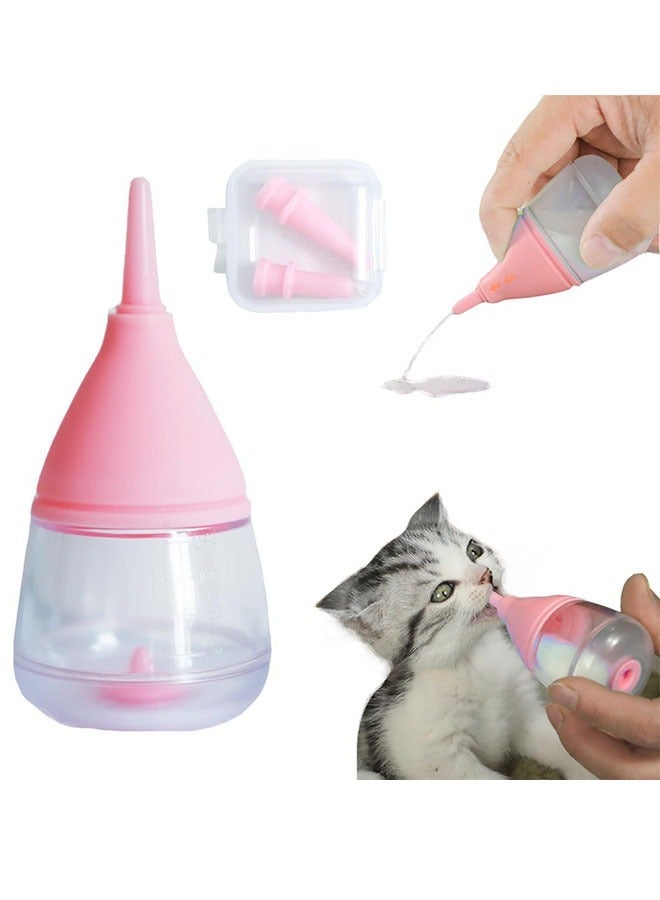 ZVEV Pet Nursing Bottle, Nursing Bottle Kits, Replacement Nipple Mini Cat Feeding Bottle for Newborn Kittens, Puppies, Rabbits, Small Animals, Squirrelï¼Pinkï¼ - Image 1