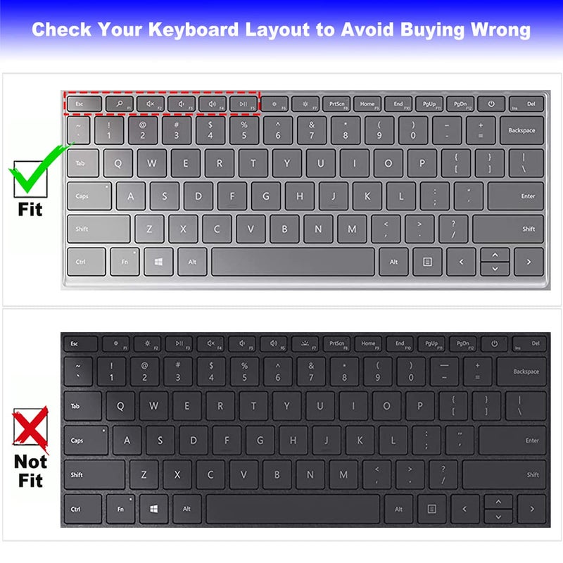 MUBUY-GOL غطاء لوحة مفاتيح لجهاز Microsoft Surface Laptop Go 12.4"، 12.4" Surface Laptop Go 3 (2023)، 12.4" Surface Laptop Go 2 (2022)، 12.4" Surface Laptop Go (2021 2020) (لا يناسب Surface Go 10.5") - شفاف - Image 2