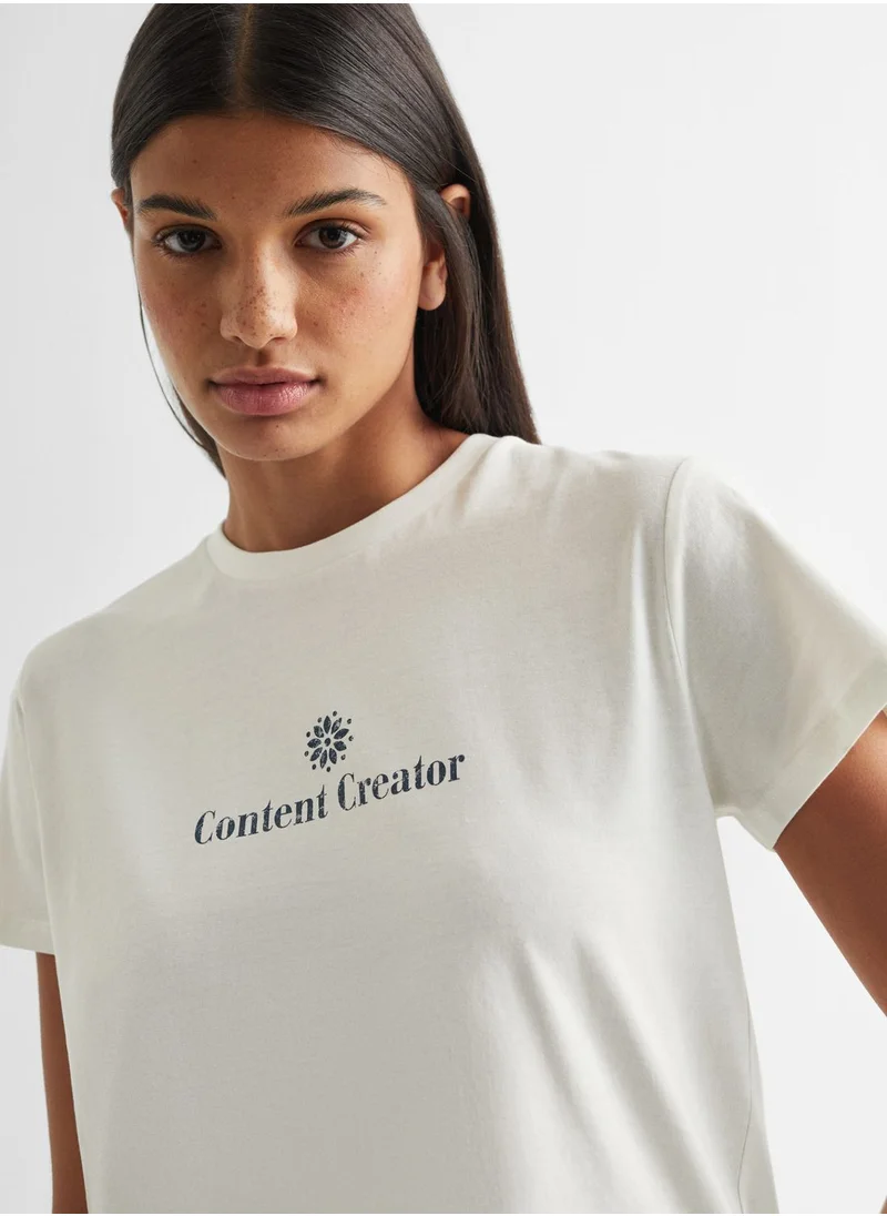 مانجو Youth Printed Message T-Shirt