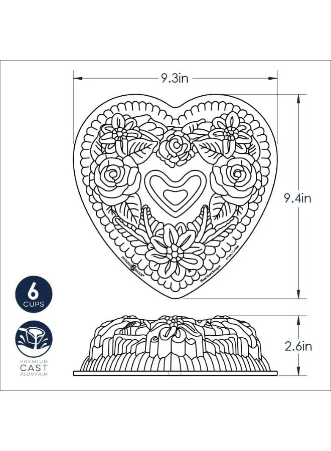NORDIC WARE قالب كعكة قلب زهور نوردك وير - Image 5