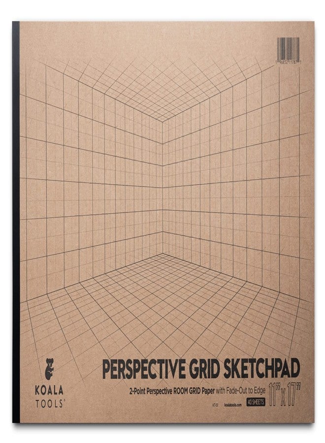 Koala Tools - 40-Page Drawing Pad for 2-Point Perspective, Room Grid Sketch Pad with 3D Virtual Walls Design, Gridded Graph Paper for Interior Room Design, Industrial, Architectural 11 x 17 inches - Image 1