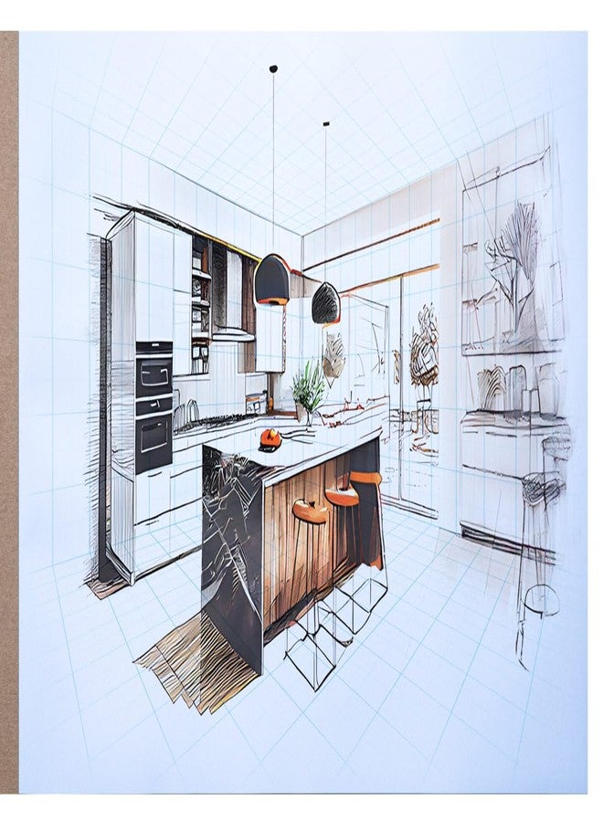 Koala Tools - 40-Page Drawing Pad for 2-Point Perspective, Room Grid Sketch Pad with 3D Virtual Walls Design, Gridded Graph Paper for Interior Room Design, Industrial, Architectural 11 x 17 inches - Image 4