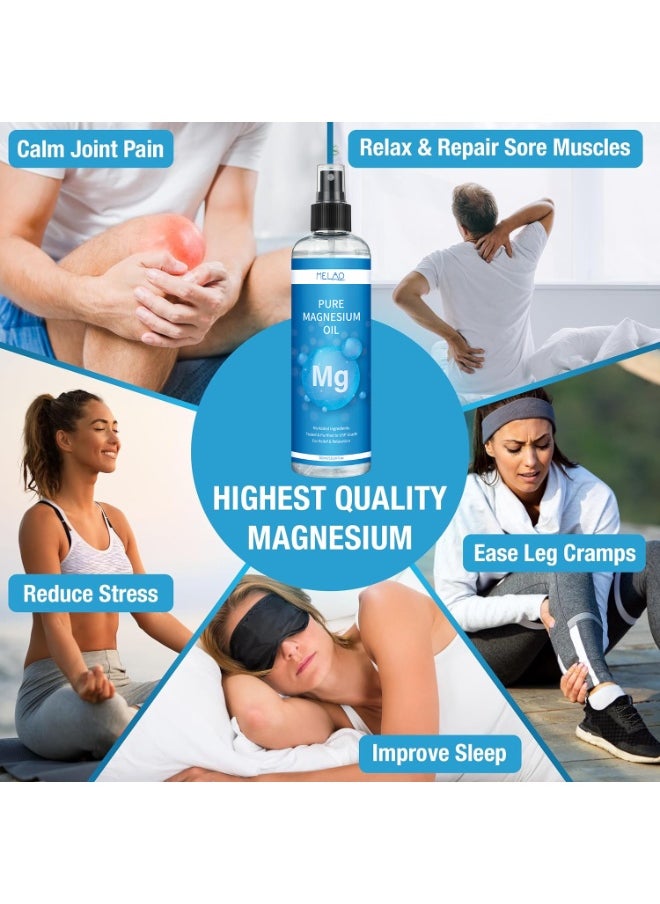 MELAO 300ML Magnesiurn Body Spray，Energy Boost Sleep Muscle Ache and Stress Relief Improve Sleep Leg and Joint Care Reduce ItchingBody Odor Reduction Topical Pure Magnesium Oil for Feet and Body  - Image 3