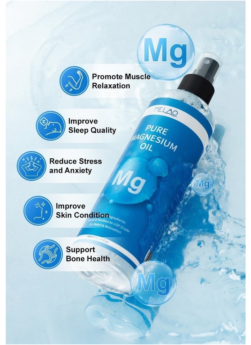 MELAO 300ML Magnesiurn Body Spray，Energy Boost Sleep Muscle Ache and Stress Relief Improve Sleep Leg and Joint Care Reduce ItchingBody Odor Reduction Topical Pure Magnesium Oil for Feet and Body  - Image 4