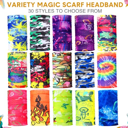 Tarpop 30 Pcs Neck Gaiters Scarf Elastic Wrap Headband Sweat Absorbing Bandana for Women Men Sports Yoga Running(Cool Style) - Image 3