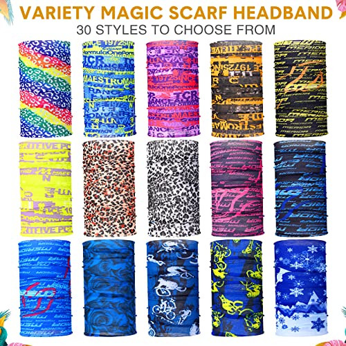 Tarpop 30 Pcs Neck Gaiters Scarf Elastic Wrap Headband Sweat Absorbing Bandana for Women Men Sports Yoga Running(Cool Style) - Image 4