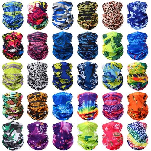 Tarpop 30 Pcs Neck Gaiters Scarf Elastic Wrap Headband Sweat Absorbing Bandana for Women Men Sports Yoga Running(Cool Style) - Image 1