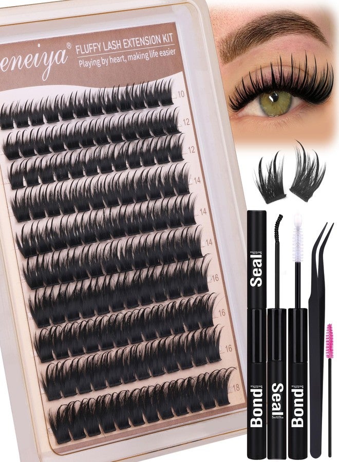 Geeneiya Fairy Lash Clusters Kit D Curl Eyelash Clusters Wispy 10-18MM DIY Lash Extension Kit Volume Cluster Eyelash Extensions Kit Individual Lashes with Waterproof Lash Bond and Seal for Beginners - Image 1