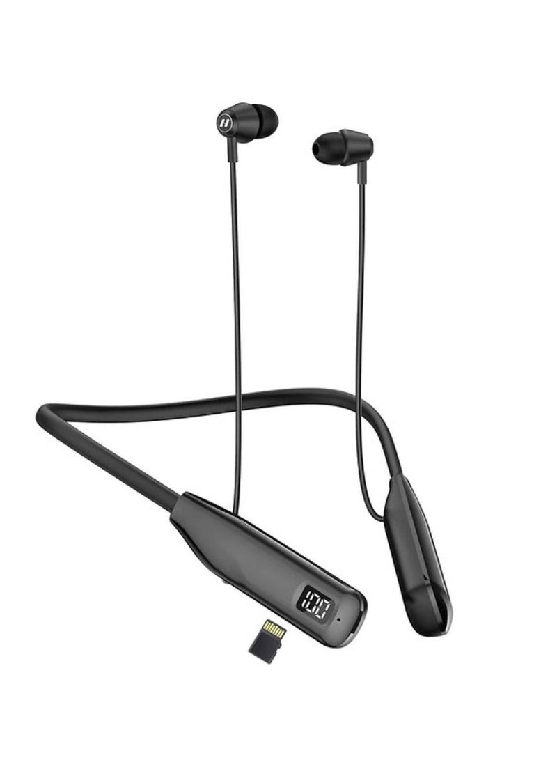 هينو تيكو سماعات رأس بلوتوث HN-110 حول الرقبة، سماعات رأس لاسلكية بتقنية بلوتوث 5.3 مع وقت تشغيل إضافي طويل يصل إلى 110 ساعات، سماعات أذن ستيريو باس مع ميكروفون، سماعات أذن فائقة الوضوح حول الرقبة، سماعات رأس لاسلكية للرياضة والأعمال والاستخدام الشخصي، مسافة عمل 10-20 مترًا، أطراف أذن من السيليكون، تدعم بطاقة TF - Image 1