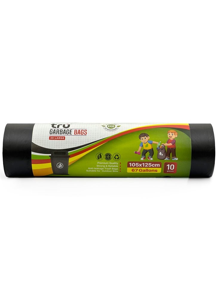 Tru Garbage Bags Compact Roll Black 105x125cm 67Gallon (10pc x 10Rolls) 100bags  - Image 2