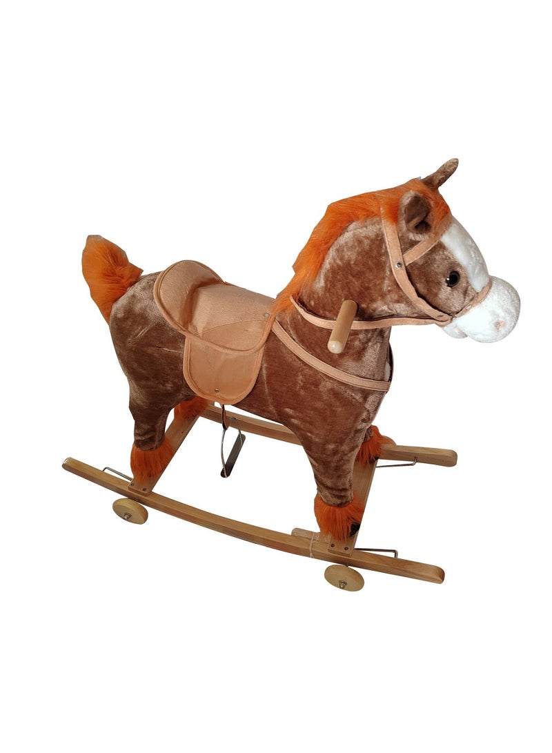 Rocking Horse with Wheel Brown