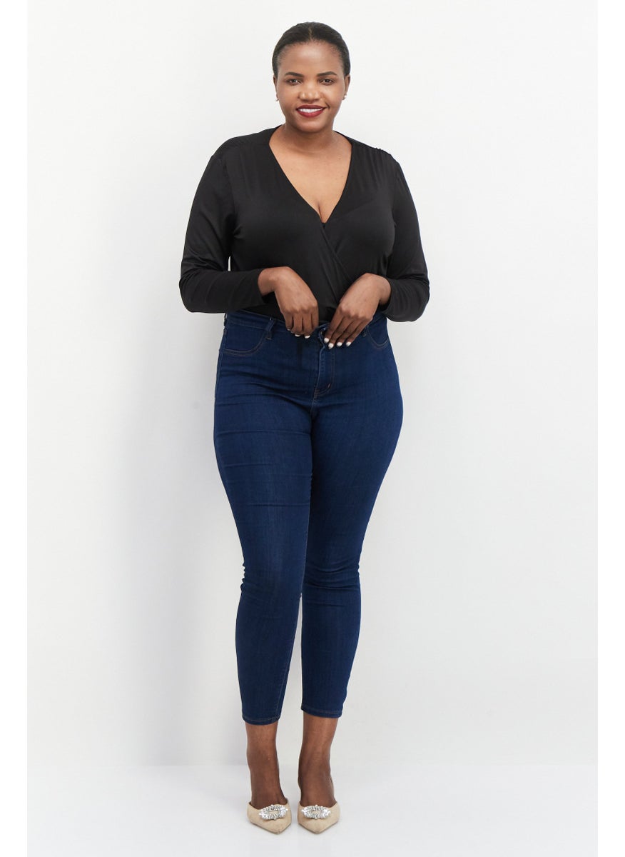 Women Plus Size Plain Long Sleeve Bodysuit, Black - pzsku/Z09E5100550C8BC43FDEFZ/45/_/1737728199/7c59ed8c-d881-4a53-9f50-83c99b92598d