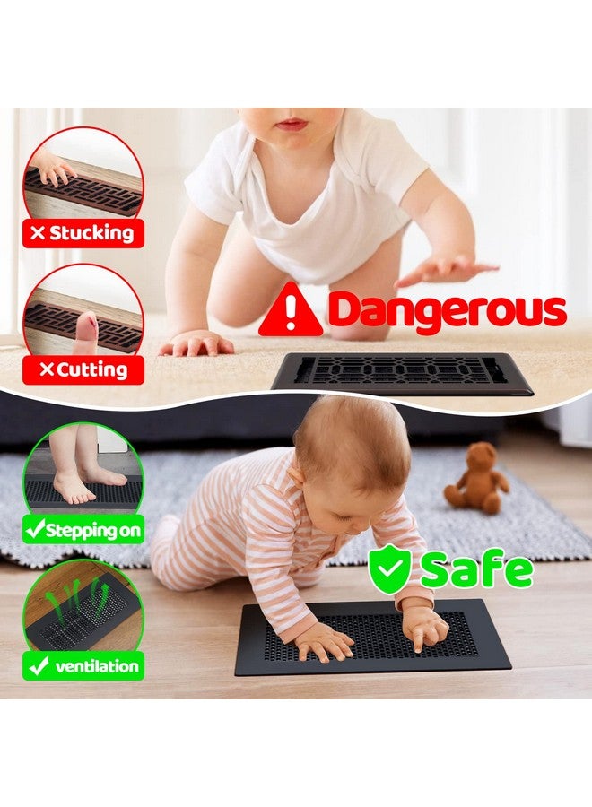 Orzbow Baby Proofing Soft Silicone Vent Cover for Home Wall/Ceiling/Floor Register,Child Proof Floor Air Vent Deflector Cover,Catches Debris Hair & Prevents Creepy Crawlies,Easy Install, Black - Image 1