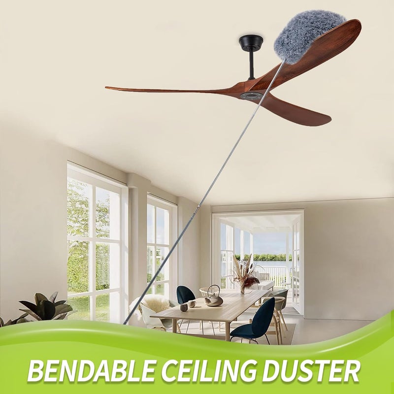 IVYROLL Microfiber Feather Duster Cobweb Duster with 100 Extension Pole Dusters for Cleaning Bendable Head Washable Duster for Ceiling Fan Furniture - Image 3