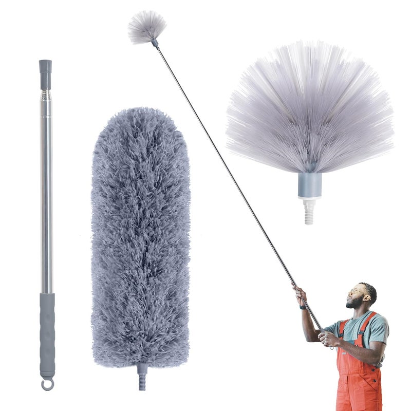 IVYROLL Microfiber Feather Duster Cobweb Duster with 100 Extension Pole Dusters for Cleaning Bendable Head Washable Duster for Ceiling Fan Furniture - Image 1