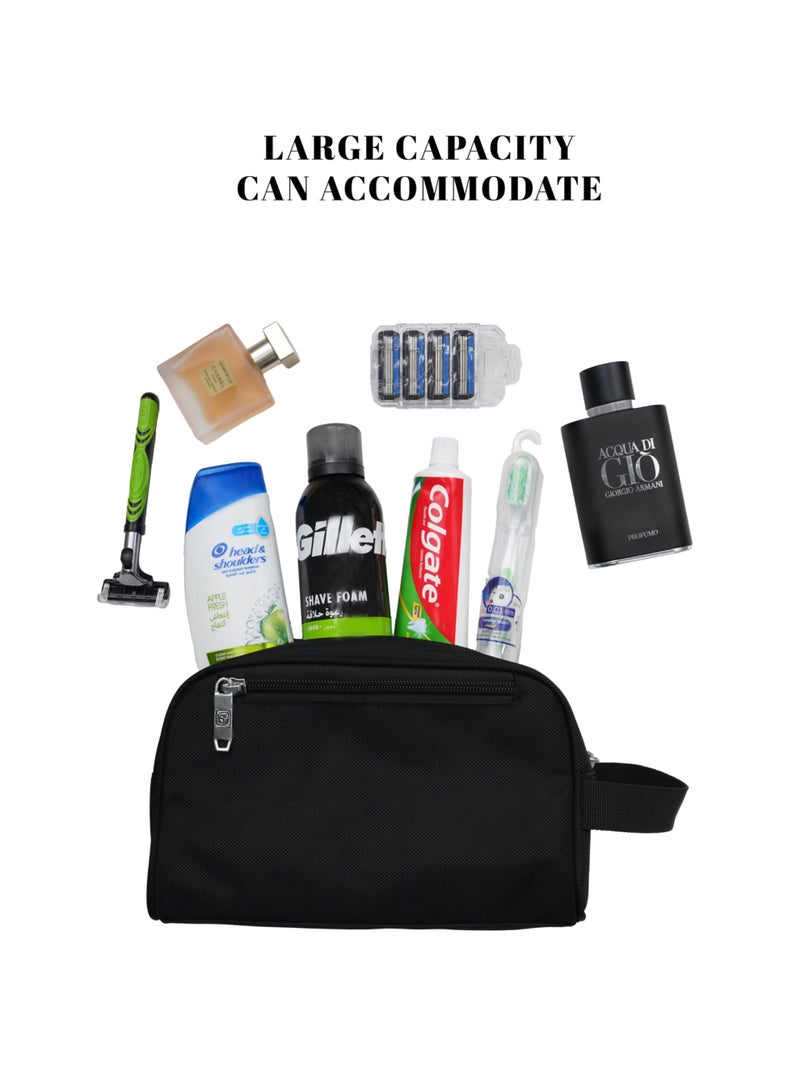 President Dual Compartment Wash Bag 9 Inch, Nylon water resistant bag (Model 8508) Black - Image 4