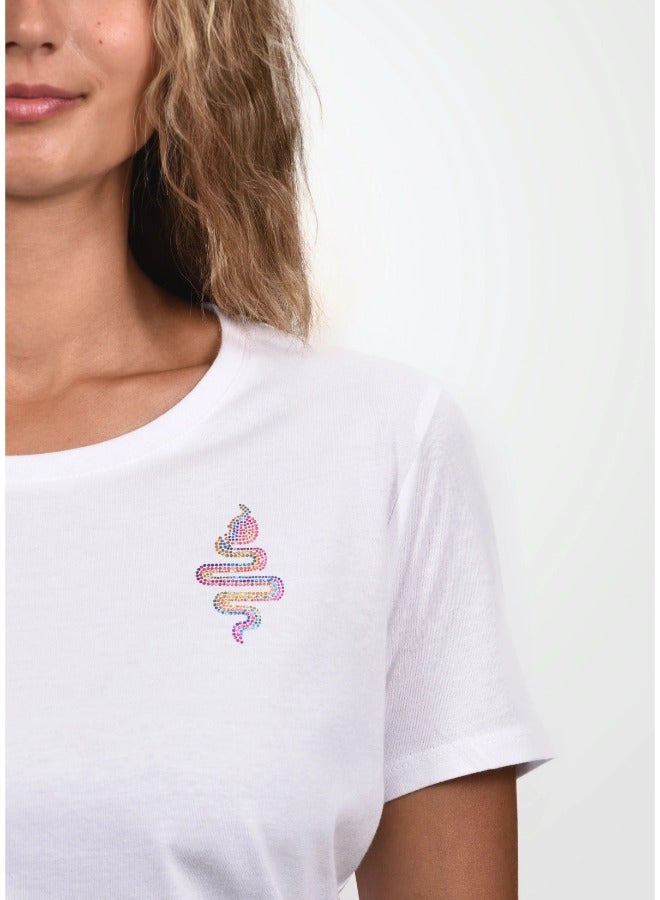 Primina Women's printed T-Shirt -Snake, round neck, 100% cotton, regular fit - Image 3