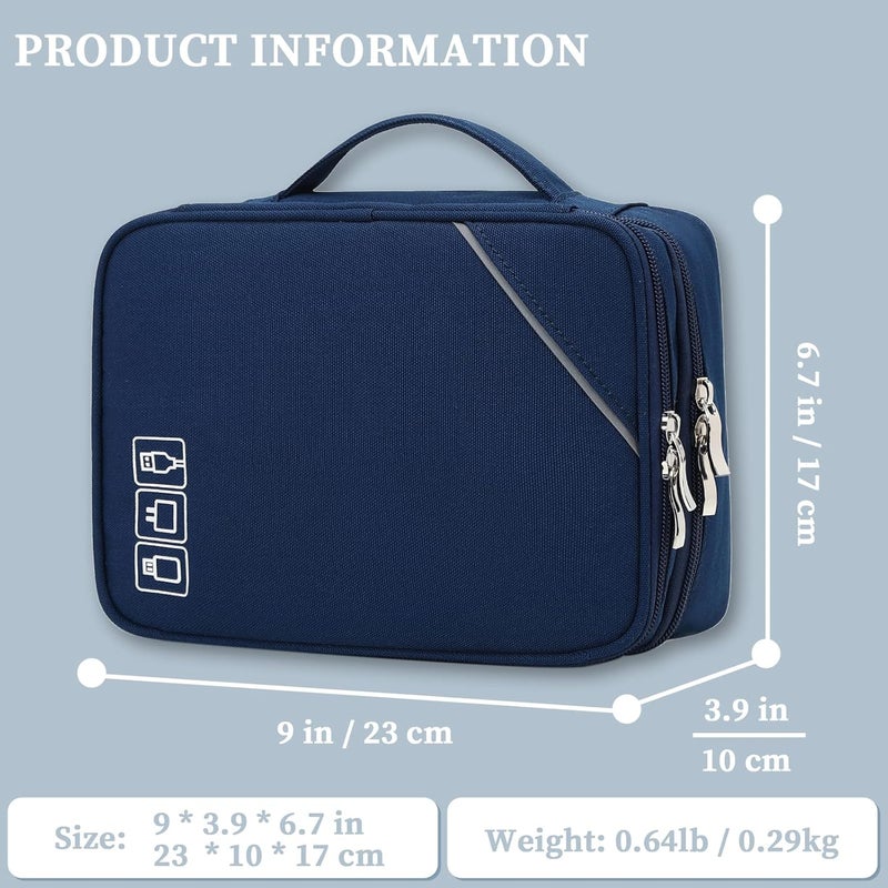 Lanola Universal Cable Organizer Electronics Accessories Cases for Cable, Charger,Power Bank, Phone, USB, SD Card,Memory Cards,Earphone,Flash Drive, Great for Travel and Business - Dark Blue - Image 2