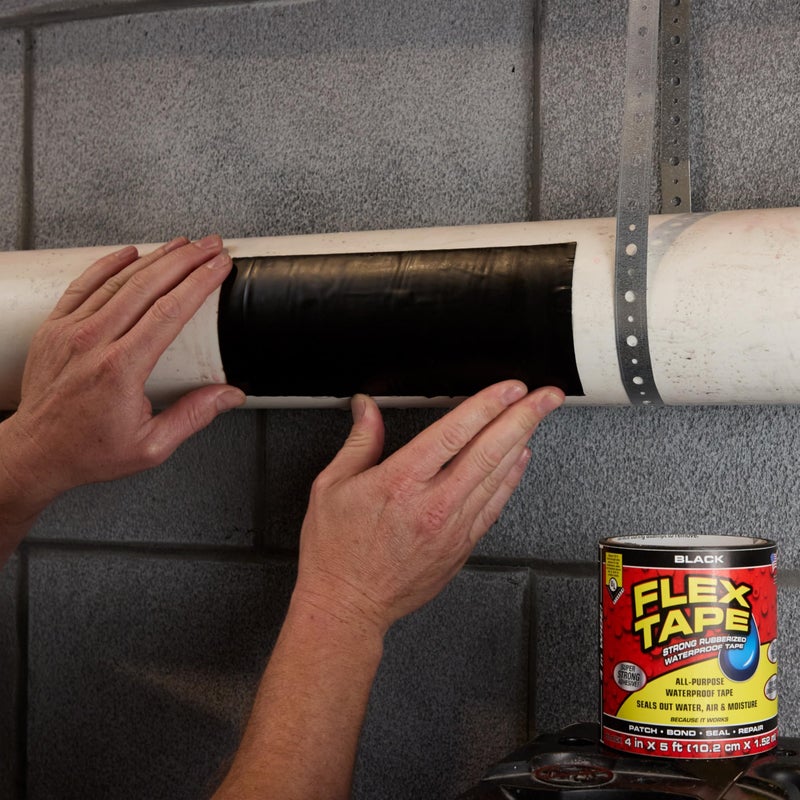 Flex Tape, Original Thick Flexible Rubberized Waterproof Tape - Seal and Patch Leaks, Works Underwater, Indoor Outdoor - Home RV Roof Plumbing and Pool Repairs, Black, 4 in x 5 ft, Pack of 2 - Image 2