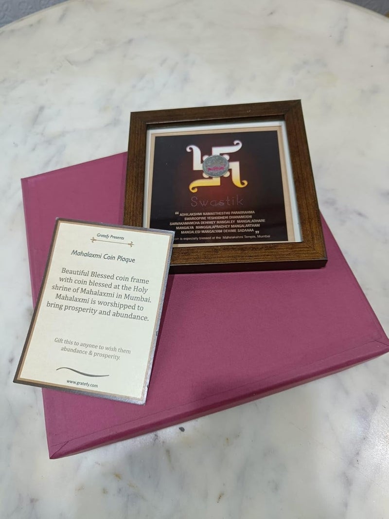 GRATEFY | Good wish gifting | Good luck frame | Swastik Frame With Blessed Coin from Mahalaxmi  - Image 4